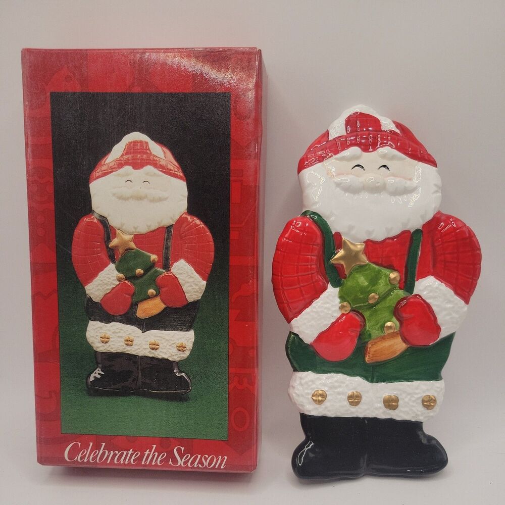 Vintage 1994 Ceramic Santa Claus- Spoon Holder- Christmas- Wall Hanger ~ 8"